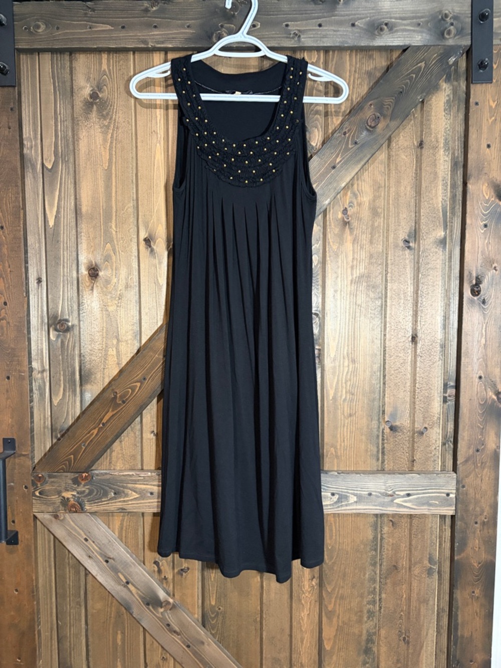 Sleeveless Black Beaded Yoke Women’s Dress